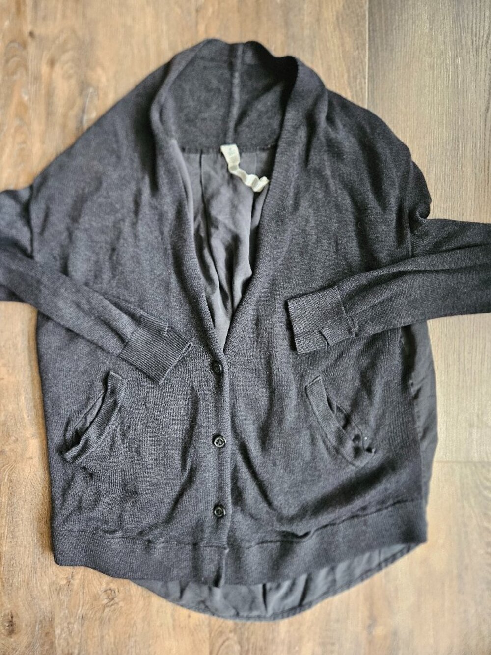 Lululemon women's dark gray comfy cardigan sweater size 4 pockets